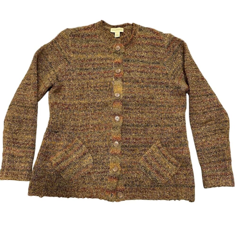 Appleseeds Women's L Brown Marled Cardigan Sweater‎ Vintage